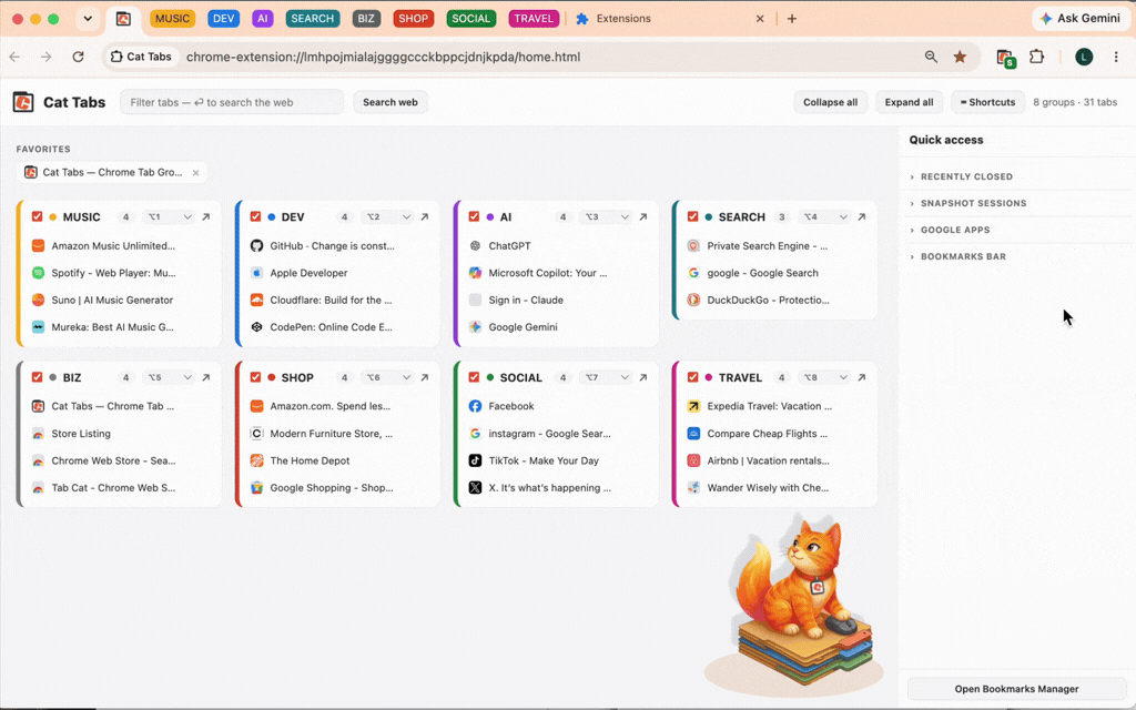Reopening recently closed tabs