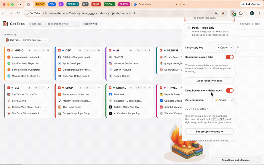 Toggling the Quick Access sidebar